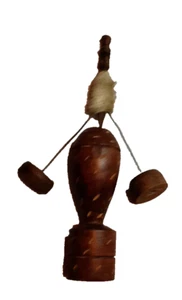 VINTAGE AFRICAN FOLK ART HAND CARVED BALANCING TOY W / TIKI 11*1823a - Picture 1 of 12