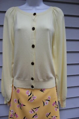 Cárdigan Ann Taylor Amarillo Globo Manga Larga Cuello Redondo L Nuevo con Etiquetas Foto 1 de 2