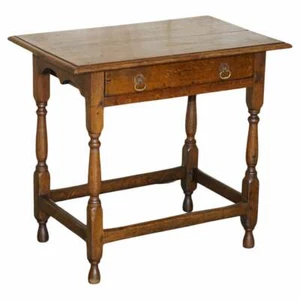 ANTIQUE CIRCA 1700 ENGLISH OAK JOINTED LOWBOY SIDE TABLE WITH SINGLE DRAWER - Picture 1 of 12