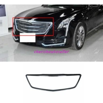 Para Cadillac CT6 16-2018 Parrilla delantera de fibra de carbono Parrilla Marco Cubierta Borde 1X ABS Foto 1 de 4