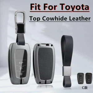 Alloy Leather Car Key Fob Case Cover For Toyota Camry Corolla Prius RAV4 Altis - Picture 1 of 21