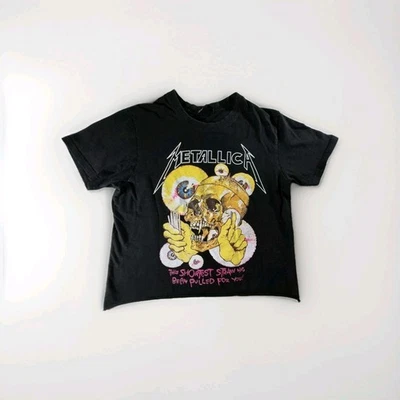 Meia-camisa Metallica 2013 corte palha mais curta feita sob medida preta camiseta média  - Imagem 1 de 4