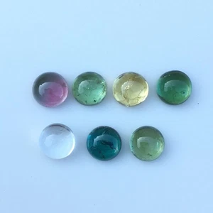 Fantastic multi tourmaline cabochon gemstone good color 7 pieces round 8.73carat - Picture 1 of 5