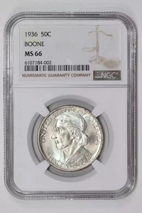 1936 BOONE COMMEMORATIVE HALF DOLLAR NGC MS66 - Picture 1 of 2