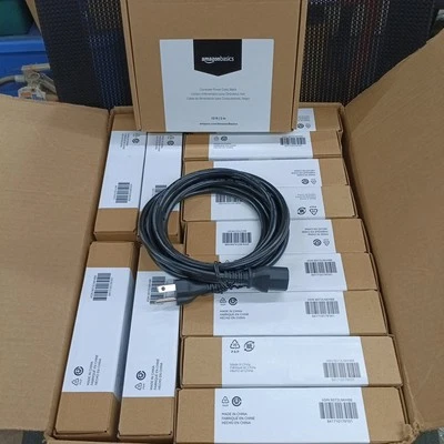 13PK Amazon Basics 10 Ft Computer Monitor Replacement 3 Prong Power Cord Black - Image 1 of 4