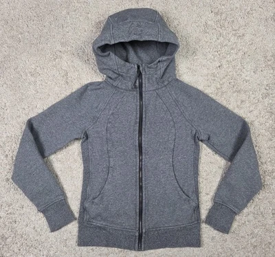 Lululemon Scuba Full Zip Hoodie Womens Size 4 Gray Logo - Image 1 of 4