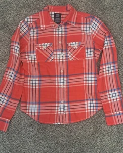 American Eagle Damen MEDIUM Hemden rosa kariert Knopfleiste Langarm Lieblingsform - Bild 1 von 7