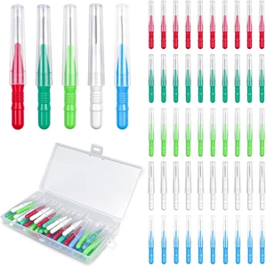 50 Pezzi Scovolini Interdentali 5 Colori, Spazzolini Interdentali Con Cappuccio  - Foto 1 di 12