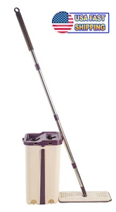 Small Self Cleaning Drying Wringing Mop Bucket System Flat Floor + Microfiber - Picture 1 of 25