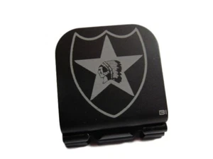 US Army 2nd Infantry Div Shoulder Patch Laser Etched Aluminum Hat Clip Brim-it - Picture 1 of 9