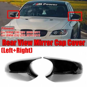 M3 Style Gloss Black Rearview Side Mirror Cover Caps For BMW E90 E92 E93 LCI AD - Bild 1 von 16