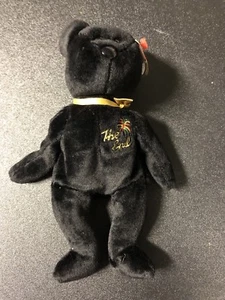RARE 1999 THE END Retired Ty Beanie Baby Black With Gold Bow Used EX FS - Picture 1 of 7