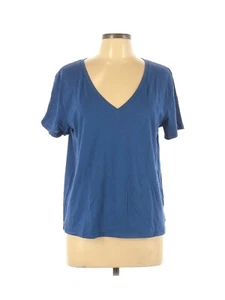BP Womens V Neck Tee Top Size Large Blue Stretch Short Sleeve Blouse - Picture 1 of 3