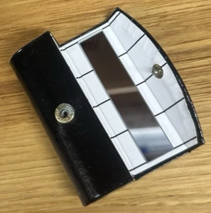 Lancome Black Patent Lipstick Case White Logo Interior Mirror Snap Closure NEW - Picture 1 of 9