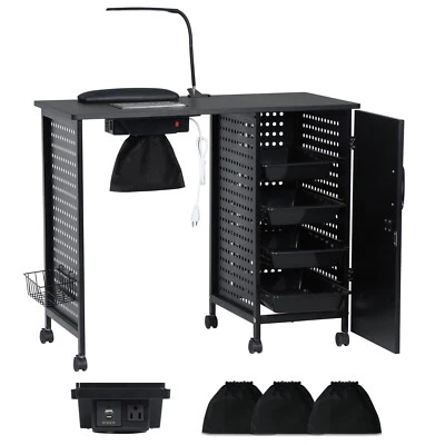 Mesa de manicura con colector de polvo y estación de carga y 4 cajones grandes Foto 1 de 4