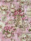 Quest For A Cure Rose Garden Tea For Two Fabric, Shabby Chic, Breast Cancer Awar
