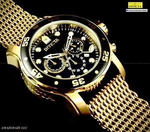 NEW Invicta Men 48mm Pro Diver Scuba Chrono Mesh Bracelet BLACK DIAL SS Watch !! - Picture 1 of 7