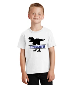 4T/5T Dinosaur tee personalize customize tshirt boy white t-rex homemade - Picture 1 of 7