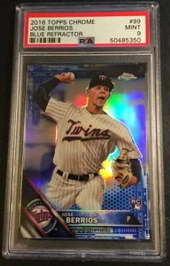Joseph Berrios Topps 2016 cromo azul refractor novato/150 PSA 9 gemelos Pop 1 - Imagen 1 de 2
