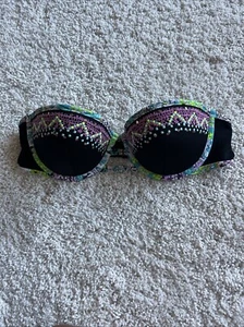 Victoria Secret bikini top 34 B Black Multi - Picture 1 of 7