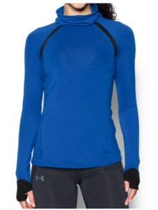 UNDER ARMOUR Womens Blue & Black Funnel Neck Reactor Running Top Ladies XS 8 NEW - Picture 1 of 2