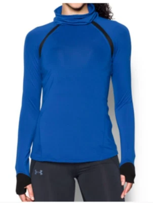 UNDER ARMOUR Womens Blue & Black Funnel Neck Reactor Running Top Ladies XS 8 NEW - Image 1 of 2