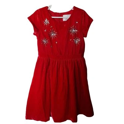 Gymboree Fun & Fancy Dressed Up 圣诞假期红色天鹅绒连衣裙 尺寸 6 女孩 — 第 1/4 张图片