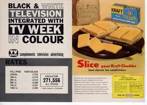 TV Week Colour Advertising Rates Australia. Rate Card 1960s Kraft Cheese - Picture 1 of 2