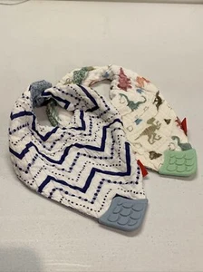 Nuby Nuby 2-Piece Muslin Bandana Bib with Teether, Colors May Vary - Picture 1 of 1