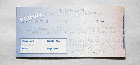 NHL Jan. 30th. 1994  Montreal Forum Canadiens vs Philadelphia Flyers Ticket Stub Cover