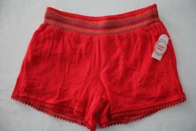 NEW Girls Soft Shorts Size Large 10 - 12 Lined Summer Camp Rayon Reddish Orange - Image 1 of 3