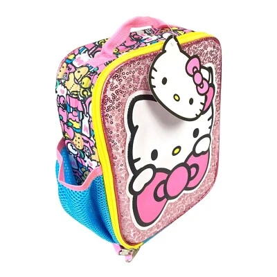 Fiambrera HELLO KITTY Lentejuelas Tapa con Cremallera Exterior Botella de Agua Bolsillo San Río ROSA Foto 1 de 4