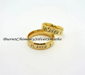 Anillos de videojuegos estampados a mano en oro/acero inoxidable para 1 jugador y 2 BCSS-R081 - Imagen 1 de 5