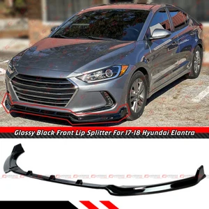FOR 2017-2018 HYUNDAI ELANTRA 4DR SEDAN GLOSSY BLACK FRONT BUMPER LIP SPOILER - Picture 1 of 6