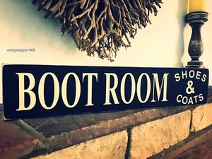 Boot Room Sign Vintage Style Wooden Signs Cloakroom Shoes Coats Home Door Porch - Picture 1 of 7