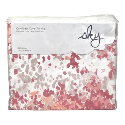 Sky Sunset Blossoms King 被套和枕套套装粉色 — 第 1/4 张图片