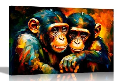 Chimp Brotherhood Colourful Canvas Wall Art Prints Abstract Pictures Decor - Image 1 of 4