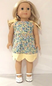 Floral Sundress Trimmed with Yellow Fits 18" American Girl Dolls - Picture 1 of 1