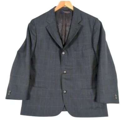 Abrigo deportivo Brooks Brothers para hombre 42 corto azul a cuadros 3 botones ventilación única Foto 1 de 4