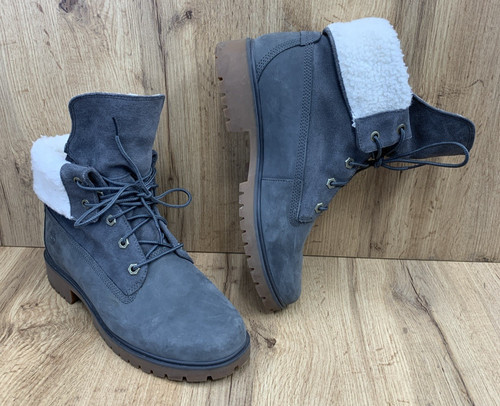 Timberland Stivali Donna Jayne Impermeabili Pile Pieghevoli Grigio Scuro Donna 9 M