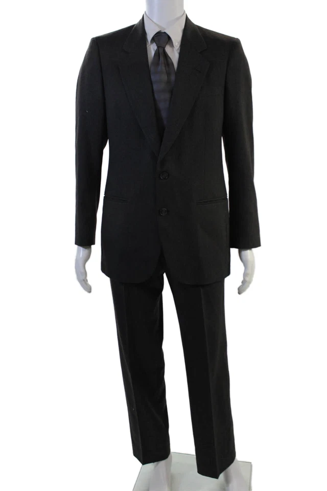Traje Pierre Cardin Paris Para Hombres 2 Piezas Negro Mezcla Lana Botón Talla 39 Foto 1 de 4
