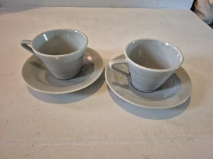 Vintage Homer Laughlin Green Harlequin Fiesta 2 Cups and 2 Saucer Matching MCM - Picture 1 of 7