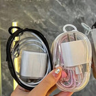 1pc Mini Transparent Cable Storage Box Travel Organizer for Cables & Accessories