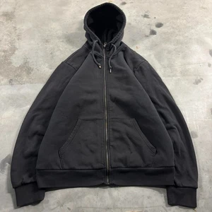 Vintage Y2K/2000s Black Blank Sherpa Lined Essential Zip Up Hoodie! Size L - Picture 1 of 7