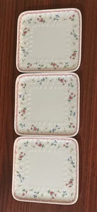 3 Bernardaud Limoges Artois Rose 5” Square Plates/Trays - Picture 1 of 5