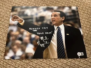 RARE COACH K SIGNED 11x14 PHOTO DUKE BASKETBALL MIKE KRZYZEWSKI BECKETT COA ๐ - Picture 1 of 3