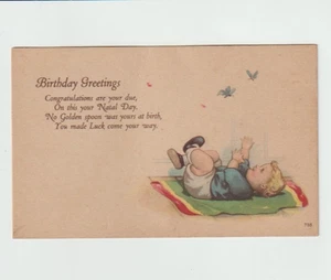 Postal de felicitación de cumpleaños vintage Baby Natal Day - Imagen 1 de 2