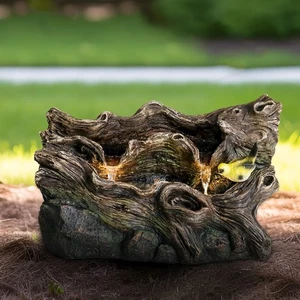 14.1" Tree Trunk Water Fountain with Cascading Water and Built-in LED Lights US - Picture 1 of 20