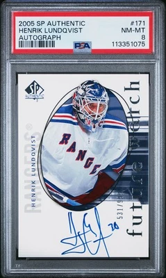 2005 SP Authentic Henrik Lundqvist Future Watch Rookie Auto RC /999 PSA 8 - Image 1 of 2