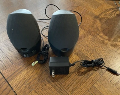 Labtec Spin-55 Multi-purpose Stereo Speaker Pair Black Tested Sounds Great - Image 1 of 4